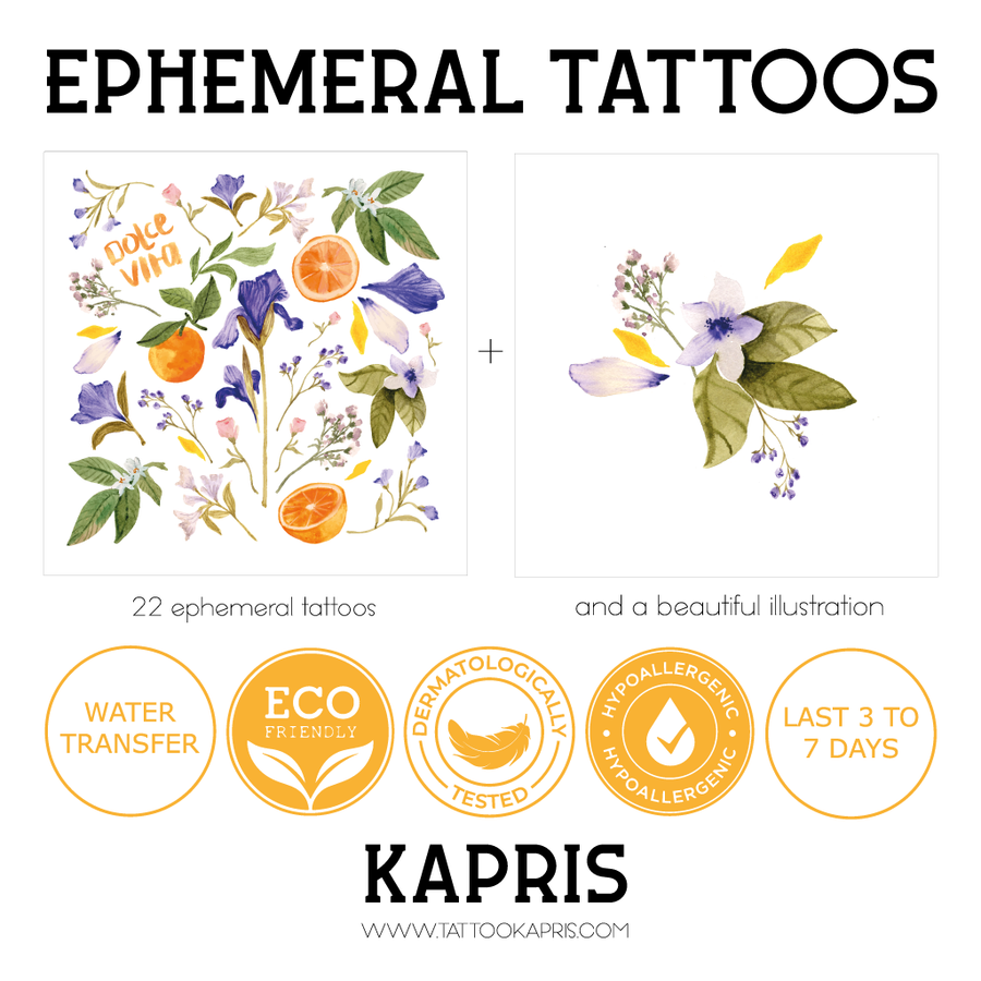 Lot de 5 planches de tattoos éphémères - Collection 2023