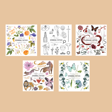 Set of 5 temporary tattoo sheets - 2023 Collection